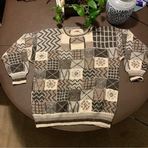 Fotrama 100% Alpaca Sweater XL Super Soft Unisex Geometric Hand Made Bolivia